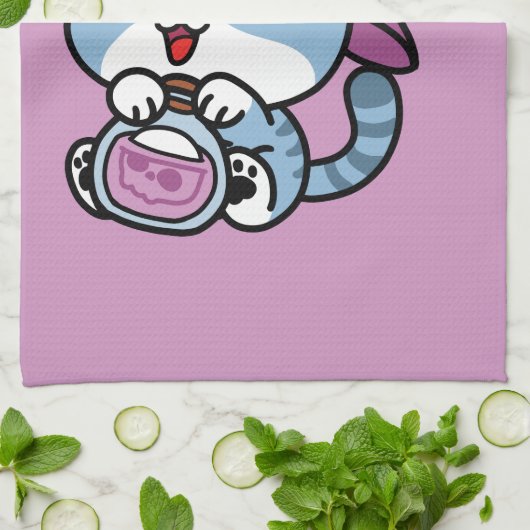 Halloween Tabby Cat – Witch Hat & Potion Art Theedoek (Gevouwen)