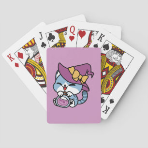 Halloween Tabby Kat – Heksenhoed & Toverdrank Kuns Pokerkaarten