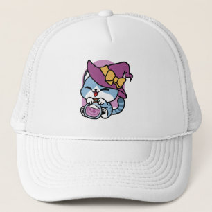 Halloween Tabby Kat – Heksenhoed & Toverdrank Kuns Trucker Pet