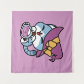 Halloween Tabby Kat – Heksenhoed & Toverdrank Kuns Wandkleed (Voorkant (horizontaal))