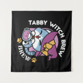 Halloween Tabby Kat – Heksenhoed & Toverdrank Kuns Wandkleed (Voorkant (horizontaal))