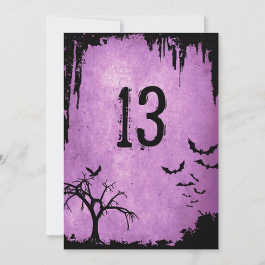 Halloween Table Numbers met vleermuizen, kraai en  Kaart (Voorkant)