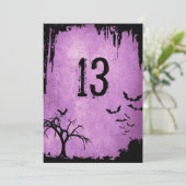 Halloween Table Numbers met vleermuizen, kraai en  Kaart (Staand voorkant)