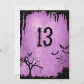 Halloween Table Numbers met vleermuizen, kraai en  Kaart (Achterkant)