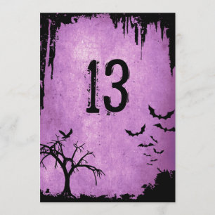 Halloween Table Numbers met vleermuizen, kraai en  Kaart