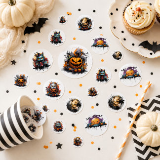 Halloween Tafelconfetti | Zwarte katten, pompoenen Confetti