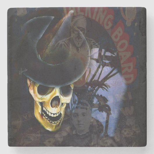 Halloween Talking Board Skeleton Coaster Stenen Onderzetter (Voorkant)