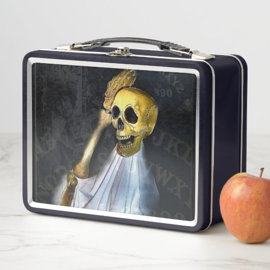 Halloween Talking Board Skeleton Metal Lunch Box (In situ)