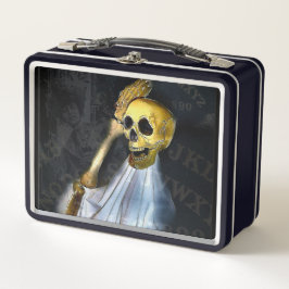 Halloween Talking Board Skeleton Metal Lunch Box