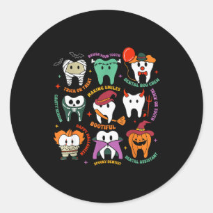 Halloween Tandarts Boo Crew Tandarts Kostuum Tande Ronde Sticker