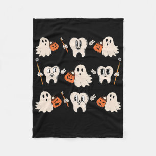 Halloween tandarts mondhygiënist tanden spook pomp fleece deken
