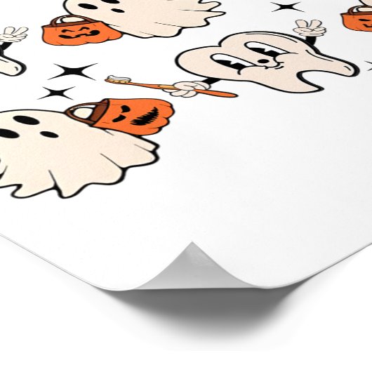 Halloween tandarts mondhygiënist tanden spook pomp poster (Hoek)