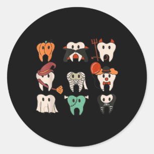 Halloween Tanden Spooky Halloween Tandarts Quote Ronde Sticker