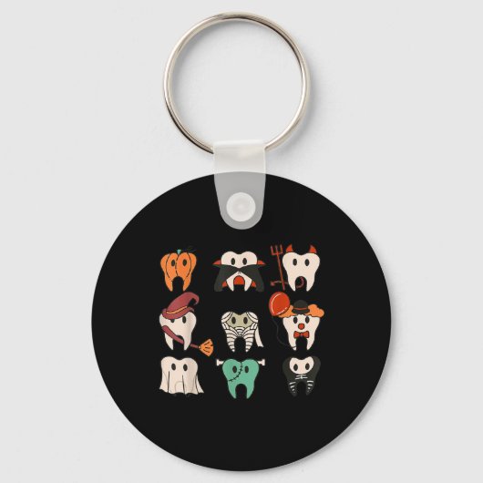 Halloween Tanden Spooky Halloween Tandarts Quote Sleutelhanger (Voorkant)