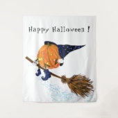 Halloween Tapestry heks Pumpkin Flying Broom Wandkleed (Voorkant)