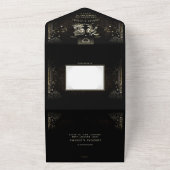 Halloween Tarot Black & Gold Photo "Samen met" All In One Uitnodiging (Buitenkant)