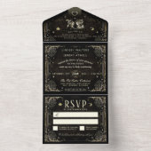 Halloween Tarot Black & Gold Weduwen All in One I Uitnodiging (Binnen)