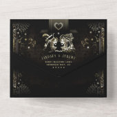 Halloween Tarot Black & Gold Weduwen All in One I Uitnodiging (Achterkant)