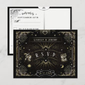 Halloween Tarot Card MENU Matching RSVP Briefkaart (Voorkant / Achterkant)