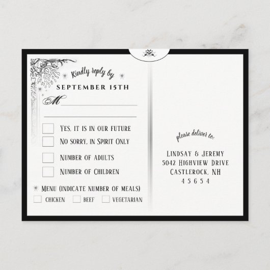 Halloween Tarot Card MENU Matching RSVP Briefkaart (Achterkant)