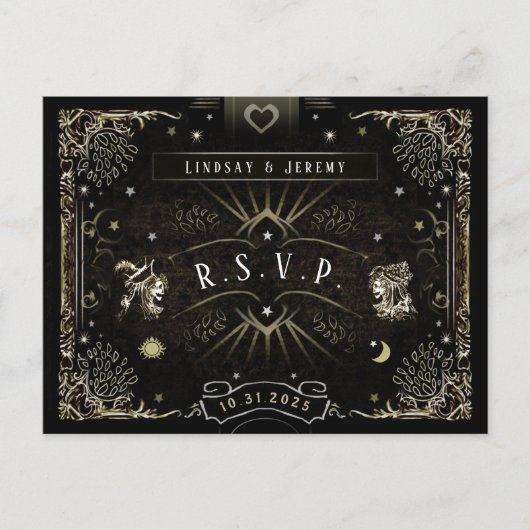 Halloween Tarot Card MENU Matching RSVP Briefkaart (Voorkant)