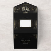 Halloween Tarot Foto nodigt "Samen met" MENU uit All In One Uitnodiging (Buitenkant)