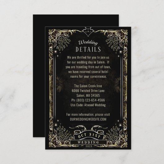 Halloween Tarot Matching Wedding Details Card Kaart (Voorkant / Achterkant)
