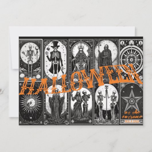 Halloween Tarot Oranje Cosplay Spooktacular Feest Kaart (Voorkant)