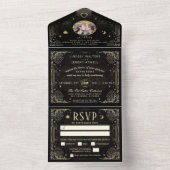 Halloween Tarot Photo Wedding Invitation MENU All In One Uitnodiging (Binnen)