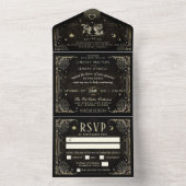 Halloween Tarot "Samen met" Wedding MENU All In One Uitnodiging (Binnen)