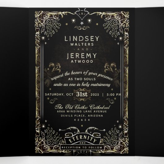 Halloween Tarot Wedding - RSVP MENU Tri-Fold (Binnenkant midden)