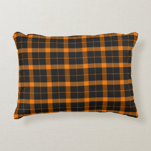 Halloween Tartan plaid. Oranje slang Accent Kussen
