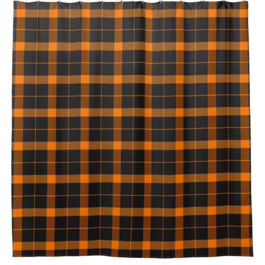 Halloween Tartan plaid. Oranje slang Douchegordijn (Voorkant)
