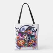 Halloween Tas met heks en skelet (Achterkant)