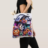 Halloween Tas met heks en skelet (Dichtbij)