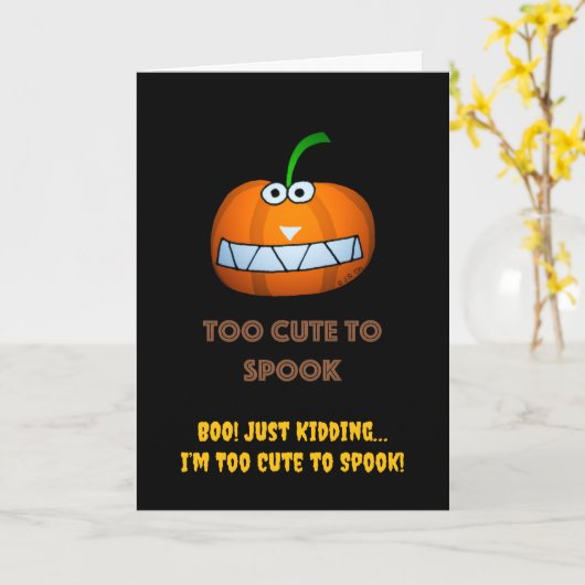 Halloween te Schattige om grappige pompoen te spoo Kaart (Gele Bloem)