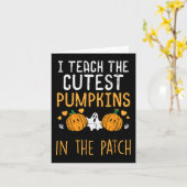 Halloween Teacher Leer Schattigee Pompoenen Herfst Kaart (Gele Bloem)