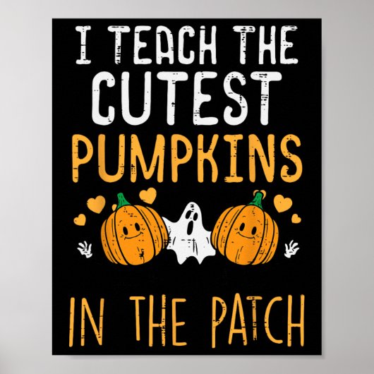 Halloween Teacher Leer Schattigee Pompoenen Herfst Poster (Voorkant)