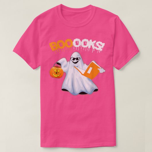 Halloween Teacher Librarian Books Reading Ghost Pu T-shirt (Design voorkant)