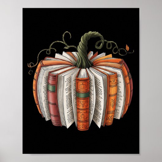Halloween Teacher Librarians Fall Book Pumpkin Ret Poster (Voorkant)