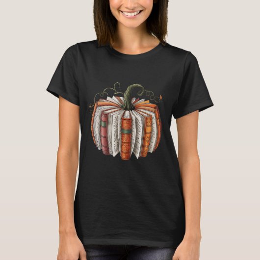 Halloween Teacher Librarians Fall Book Pumpkin Ret T-shirt (Voorkant)