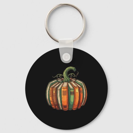 Halloween Teacher Shirts Fall Pumpkin Fall Book Sh Sleutelhanger (Voorkant)