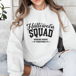 Halloween-team maakt samen magie met typografie trui