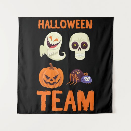 Halloween Team Skeleton Pumpkin Ghost Spider Spook Wandkleed (Voorkant)