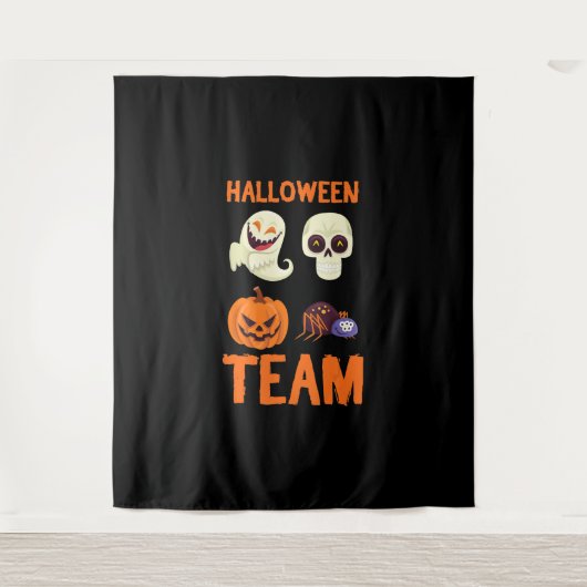 Halloween Team Skeleton Pumpkin Ghost Spider Spook Wandkleed (Voorkant)