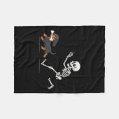 Halloween teckel Funny Skeleton Chasing Dog Mannen Fleece Deken (Voorkant (Horizontaal))