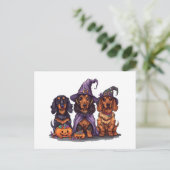 Halloween teckel heksenhonden briefkaart (Staand voorkant)