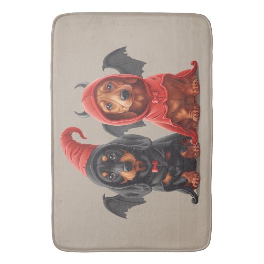 Halloween Teckel Honden Duivelsvleermuis Badmat (Voorkant Verticaal)