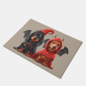 Halloween Teckel Honden Duivelsvleermuis Deurmat (Schuin)