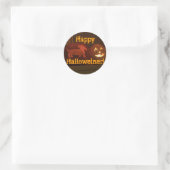 Halloween teckel jack-o-lantaarn ronde sticker (Tas)